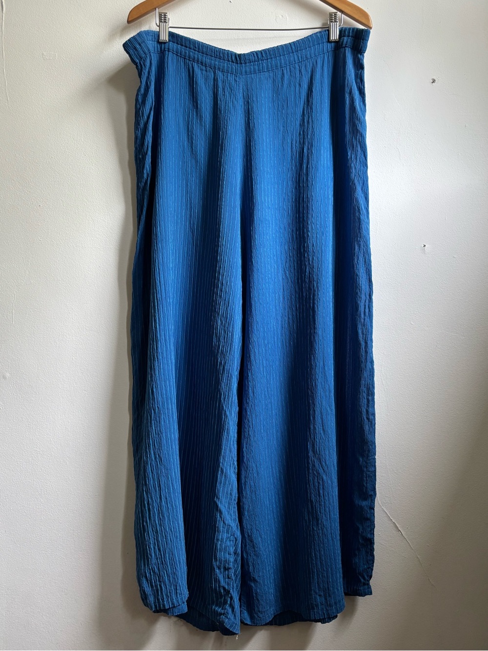 Silk viscose blue summer pants XL